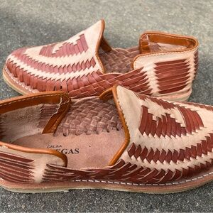 NEW! Hortegas Brown & Beige Woven Leather Huraches | Sandal | Loafer - Mens 7 👞
